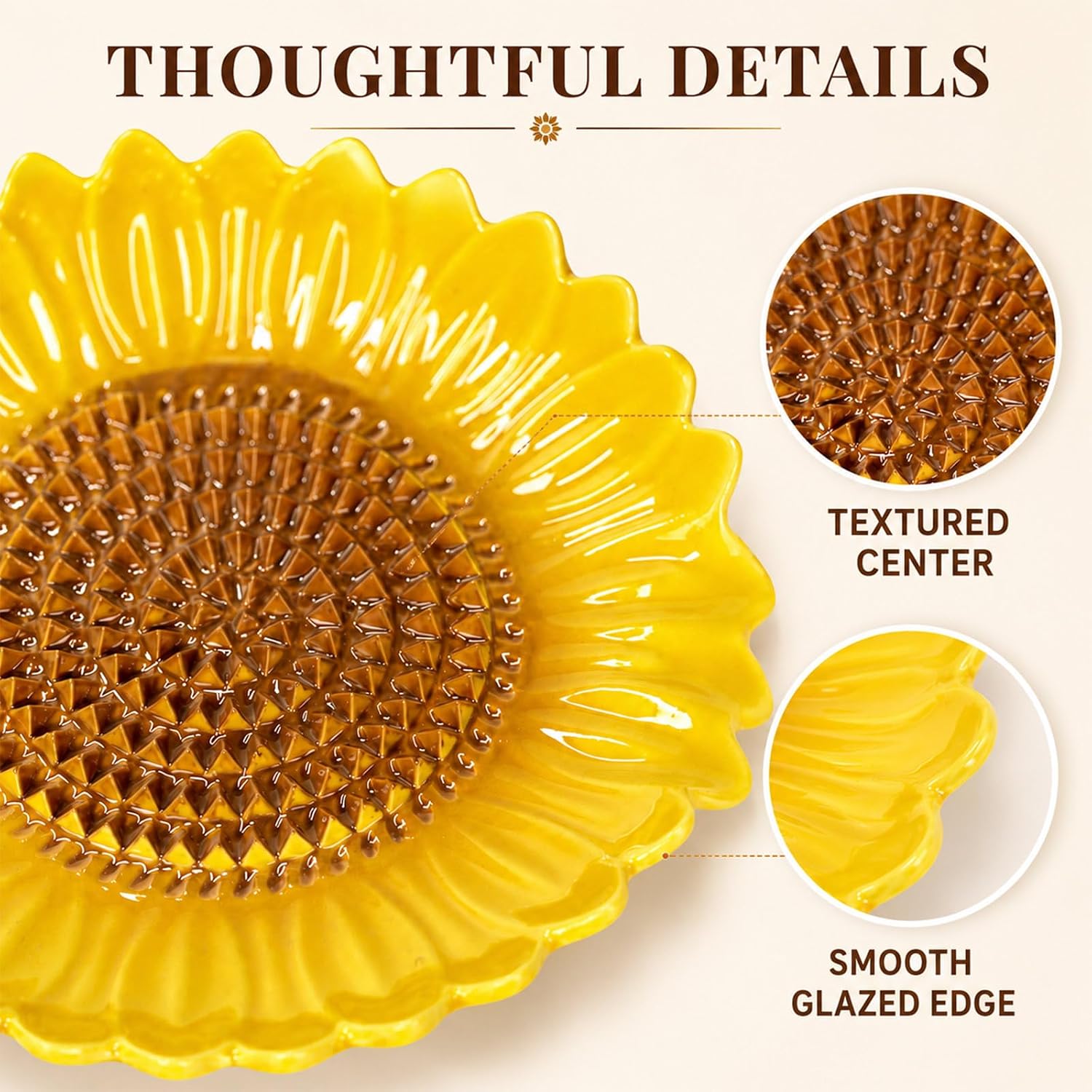 Sunflower Spoon Rest with Garlic Grinder, Ceramic Kitchen Utensil Holder