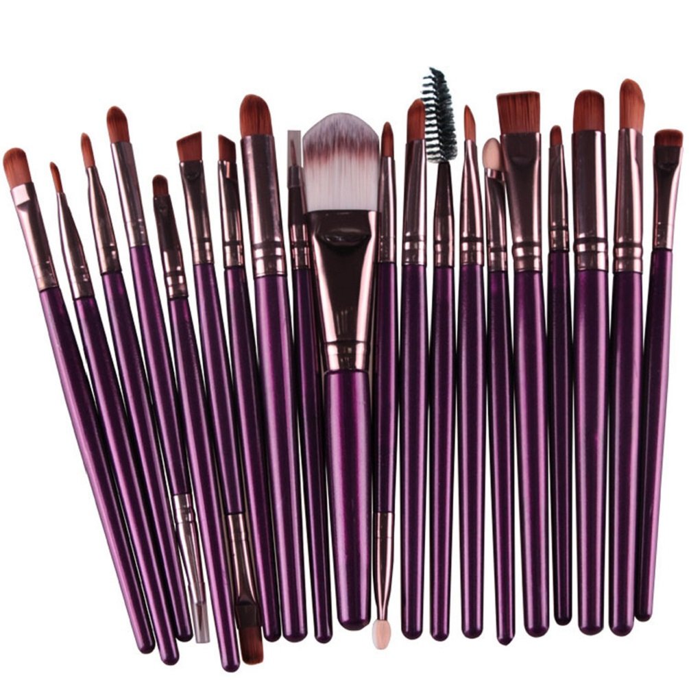 MELADYPro 20pcs Multi-function Cosmetic Powder Foundation Eyeshadow Eyeliner Lip Makeup Brushes Sets (Purple-Black) : Beauty & Personal Care