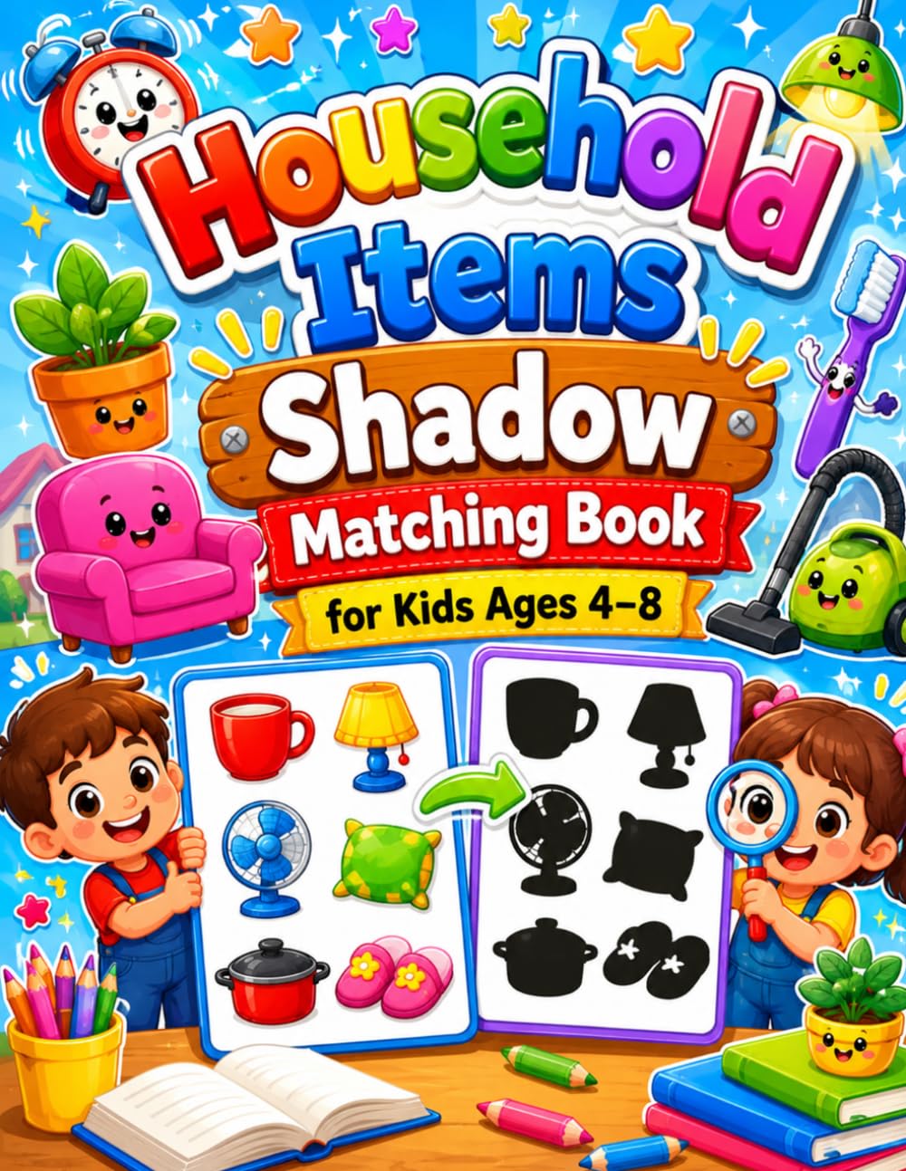 Household Items Shadow Matching Book for Kids Ages 4–8: An Interactive Early Learning Puzzle Book to Boost Focus and Visual Skills