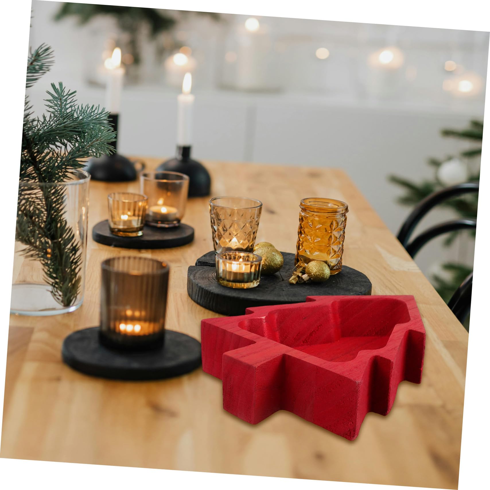 Bandeja para Aperitivos con Forma de Árbol de Navidad Plato para Secos Snacks y Postres Bandeja Decorativa para Fiestas y Hogar