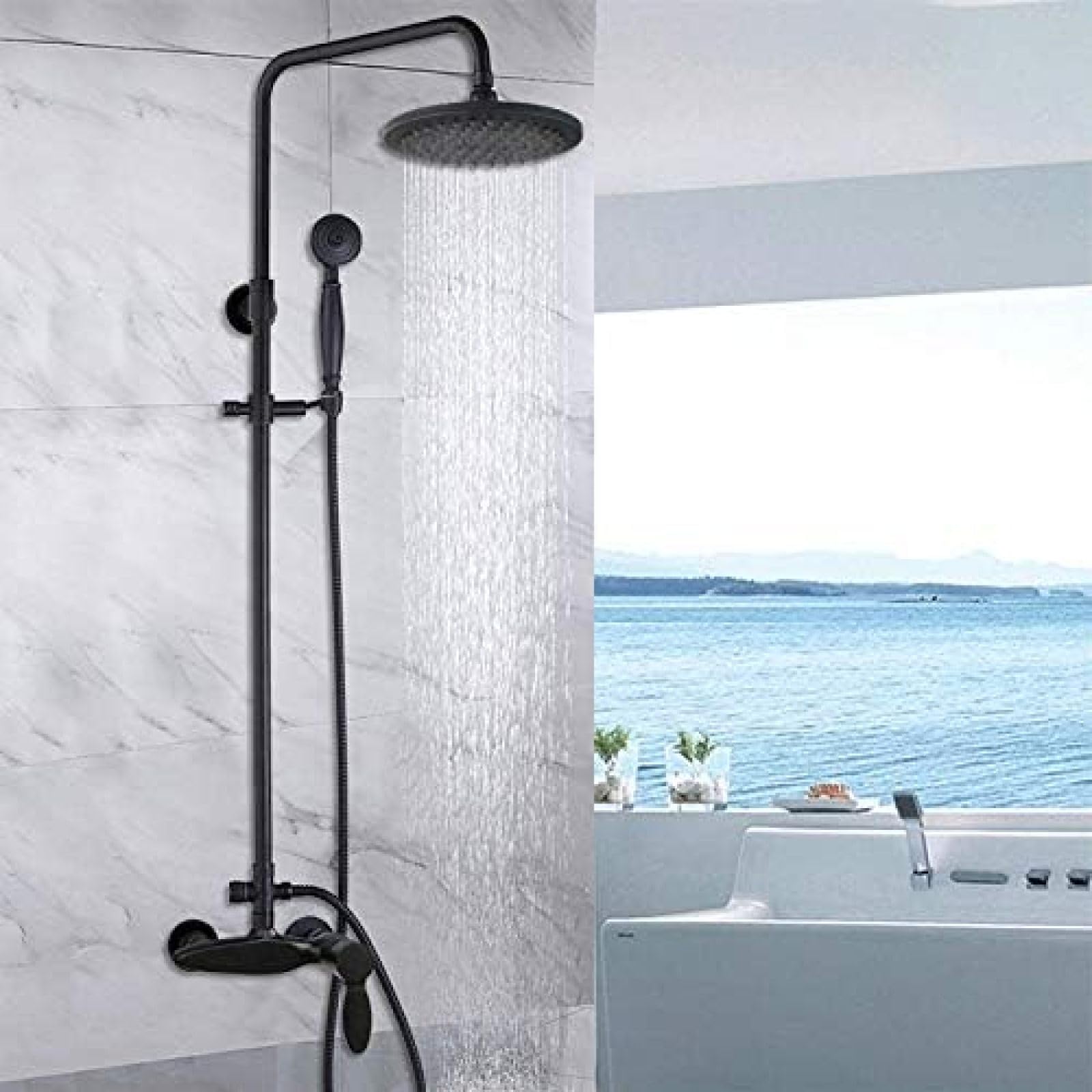 Ensemble de robinets de douche pour baignoire, solution noire murale ORB