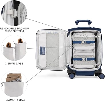 Travelpro Versapack + Lightweight Softside Expandable Carry on Luggage, Estate Blue, Compact Carry On, Versapack + Softside Expandable Luggage