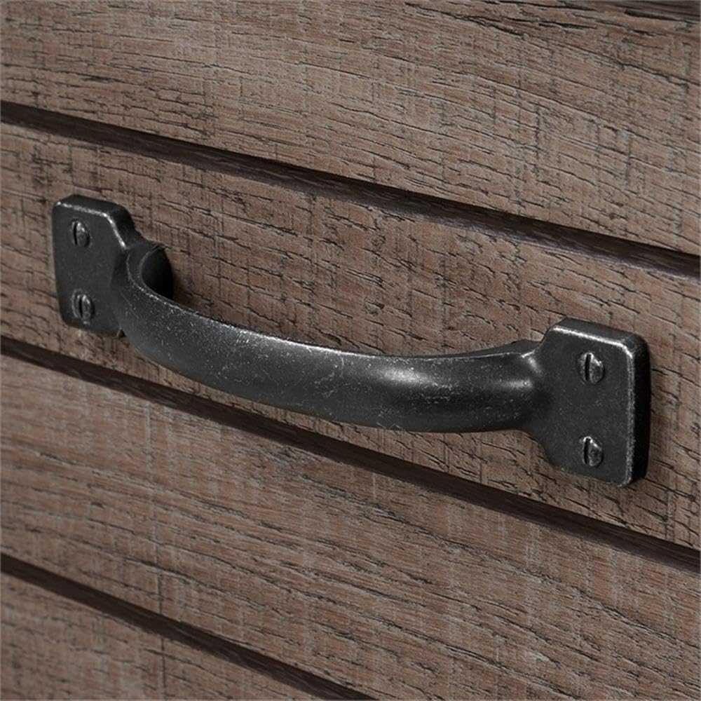 Pemberly Row Rustic Bookcase Headboard with Drawer Storage, Farmhouse Headboard for Bedrrom, Twin XL, Distressed Oak