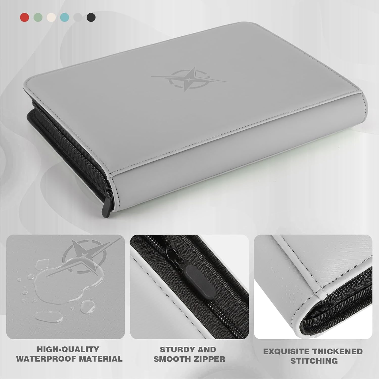 Trading Card Binder, Card Binder 9 Pocket for Trading Cards, Holds 540 Cards, Zippered Premium Card Collection Binder Album for Game Card, Sports Card, Yugioh, MTG (Carbon ash)