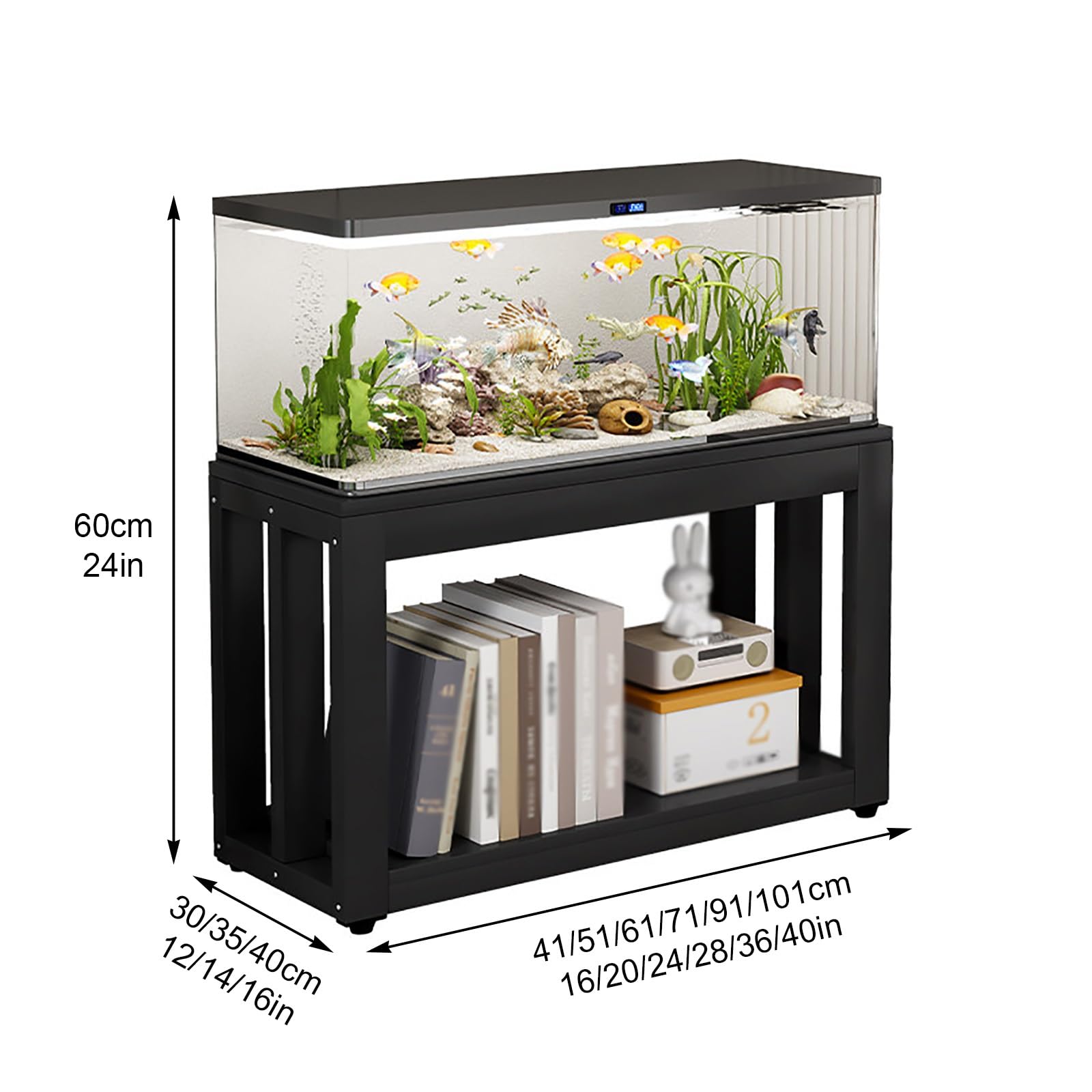 Supporto per Acquario, Mobile per Acquario | Ripiani in Legno Massello, Portata di 400 kg, Piedini Antiscivolo Regolabili(White B,91x35x60cm/36x14x24in)