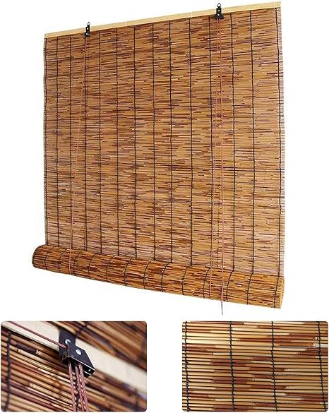 Amazon Afcc ロールスクリーン竹 室内 ブラインド 仕切りカーテン 手織り ヴィンテージスタイル シェード カスタマイズ可能なサイズ 屋外 屋内 中庭 バルコニー ロールスクリーン オンライン通販