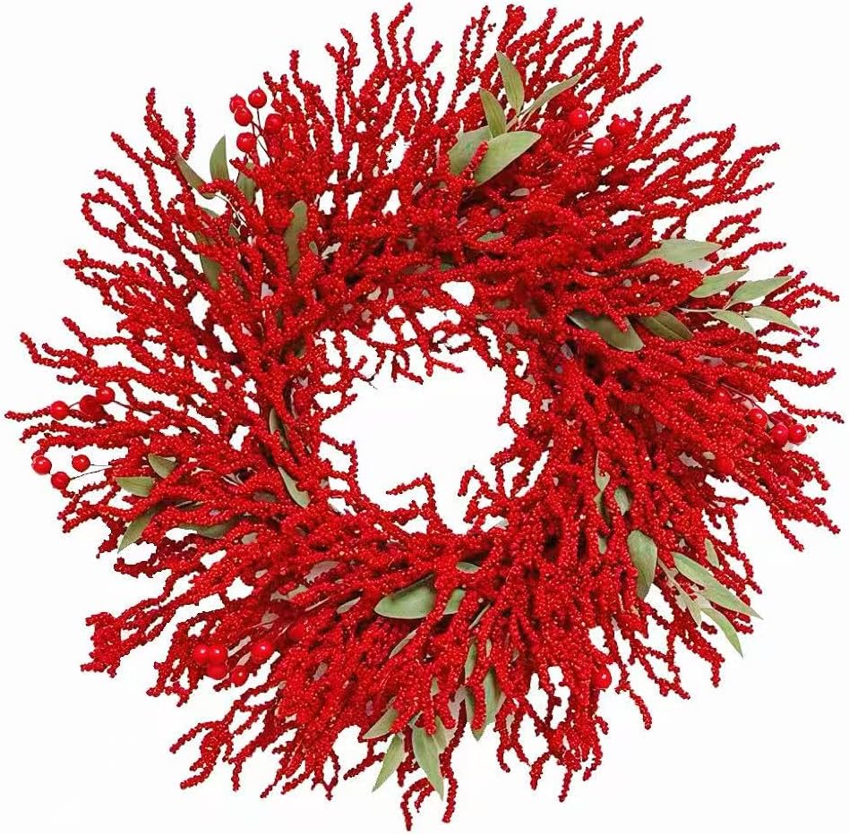 22in Cedar Pinecone Christmas Wreath Front Door Farmhouse Decor