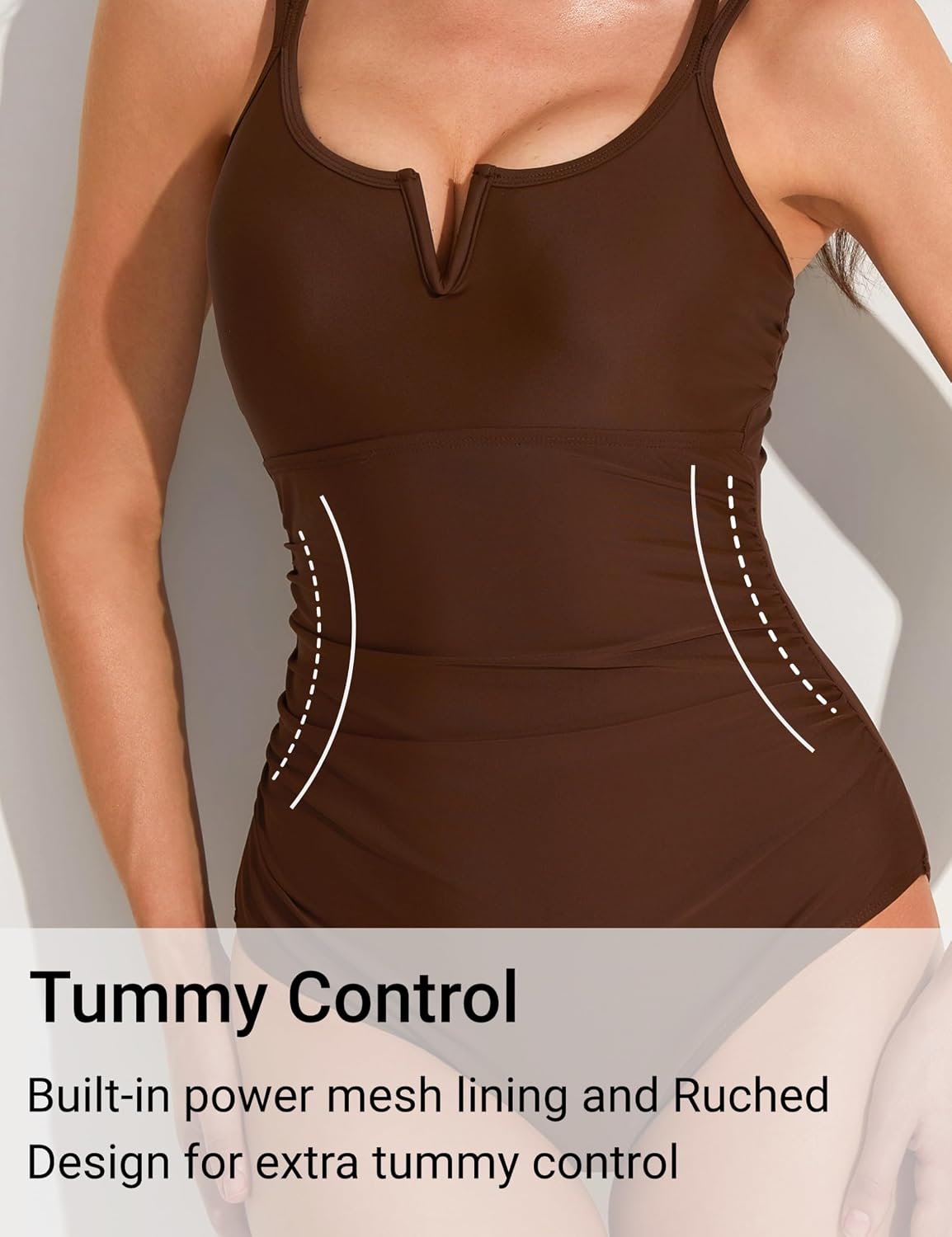 AJISAI One Piece Tummy Control Swimsuit for Women 2026 Full Coverage Bathing Suit Slimming Swimwear