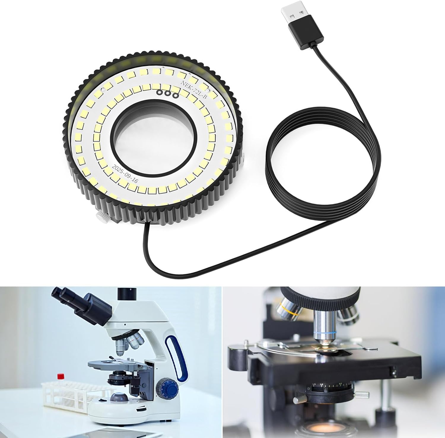 Adjustable Polarizing LED Rings Light for Microscopes Featuring 72 High Brightness Bulbs Compact Portable USB Powered Adjustable Polarizing Led Rings Light for Microscopes Featuring High Brightness