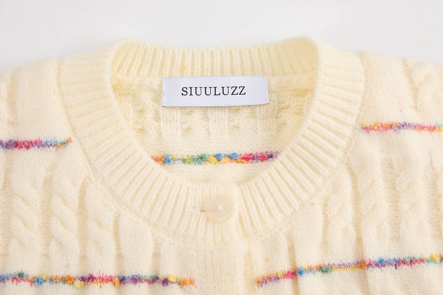 Girls Cardigan Sweater Button Up Long Sleeves Cable Knit Sweater Colorful Striped Knitted Top
