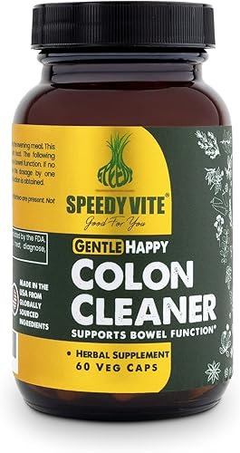 Happy Colon - Soporte suave para la función intestinal* Hoja de aloe vera, cáscara, corteza de sagrada, olmo resbaladizo, hoja de senna, pavo,