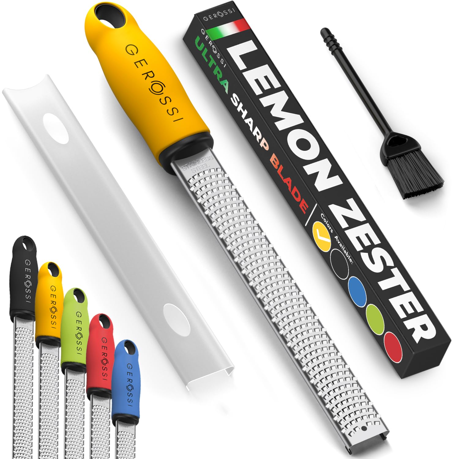 Stainless Steel Cheese and Citrus Zester Grater w/Extra Sharp Blade - Perfect for Lemons, Parmesan, Garlic, Chocolate - Spice Up any Kitchen Dish in Seconds with Your Premium Hand Held Shredder