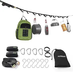 Ayaport Campsite Storage Strap Tent Hanging Organizer with Carabiner Hooks and Loops