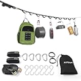 Ayaport Campsite Storage Strap Tent Camping Tree Hanging Organizer with 4 Carabiner Hooks 6 Stainless Steel S Hooks & 20 Separated Loops, Camping Set Travel & Outdoor Camping Gear