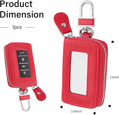 Miniatura 9 de Funda para llavero de automóvil para reemplazar la funda de llavero vieja, funda de cuero genuino para llaves de automóvil con llavero y llavero