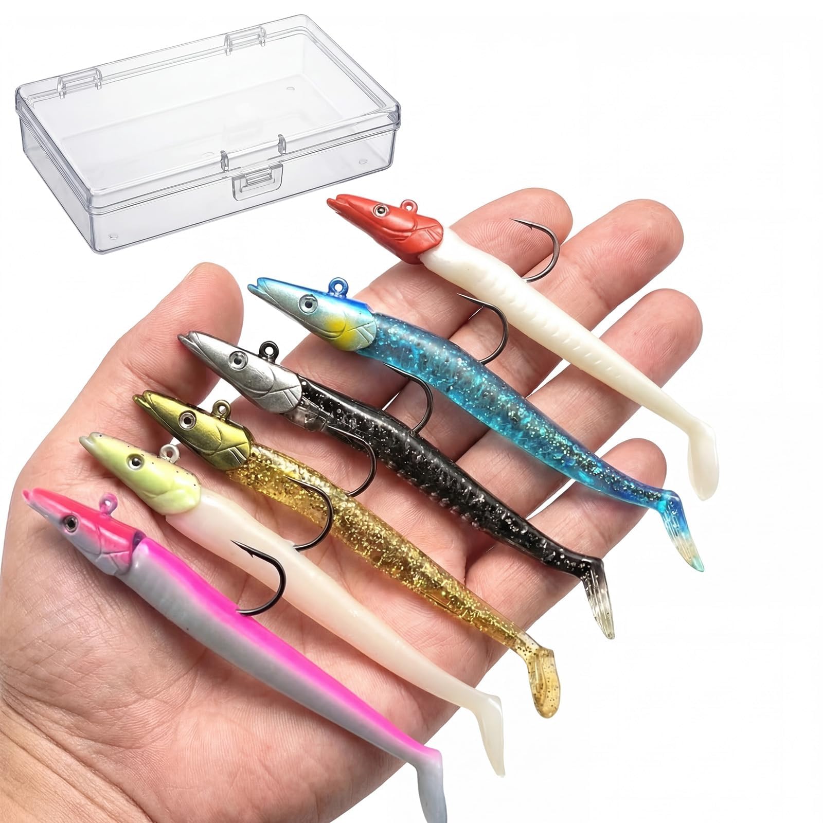 6 Piezas Señuelos de Pesca Goma Suave Señuelos con Anzuelos Artificiales de Pesca 12 cm Señuelos Pesca Mar 3D Cebos de Pesca Paddle Tail Señuelos para Lubina Lucio Carpa Trucha (22g)