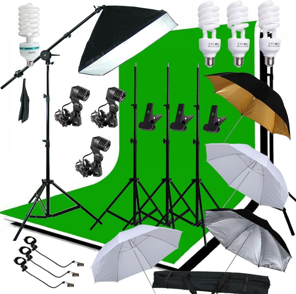 Abeststudio Photography Studio 1350W Softbox Backdrop Umbrella Boom arm Continuous