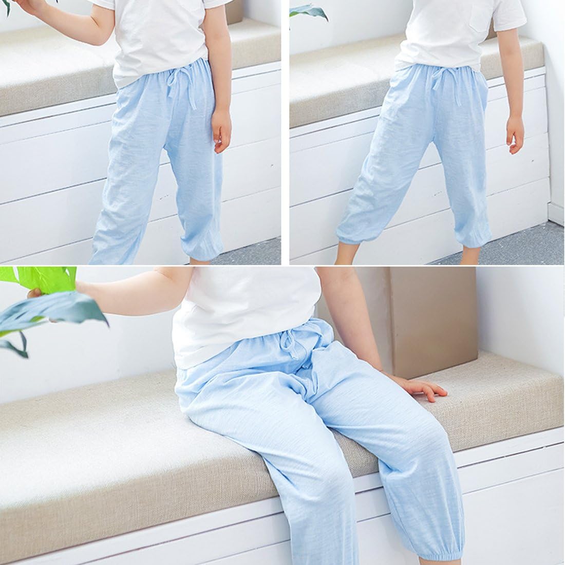 PAUBOLI Baby Long Bloomers Soft Slub Cotton Harem Pants for Boys Girls 12M-7T: Clothing