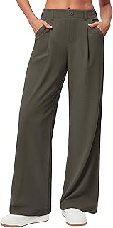 Wide Leg Pants Woman Stretchy Work Dress Pants Women Pull on Business Ca...