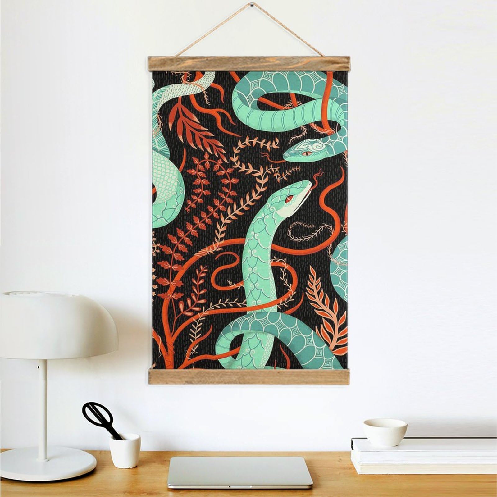 Amazon.co.jp: 帆布の絵 緑 蛇柄 ポスター 掛ける絵 アートワーク