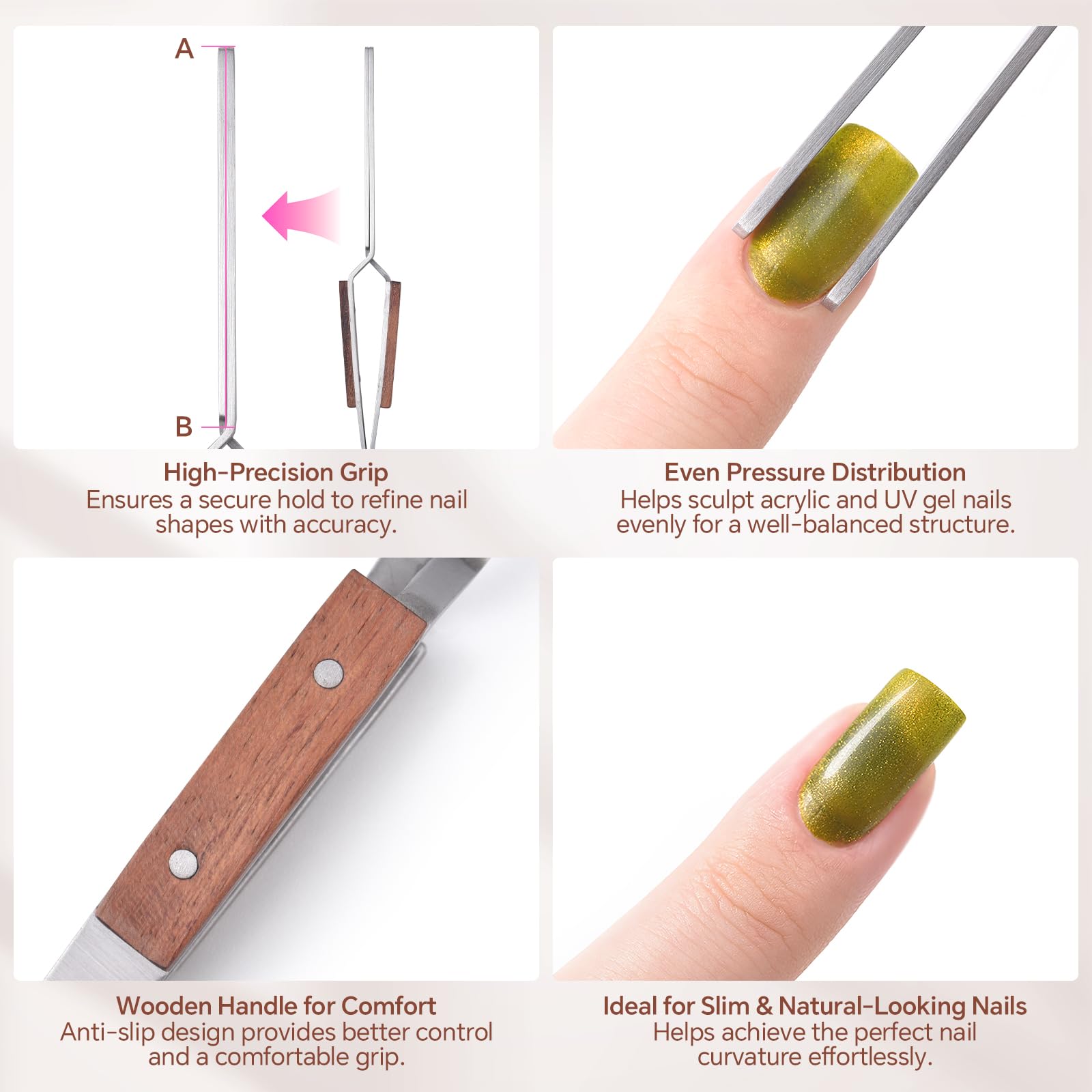 KADS Outil de façonnage des ongles acrylique UV Gel Conseils Sculpture Pince à épiler Pince à épiler Pince à Ongles Nail Art Multifonction Pincher