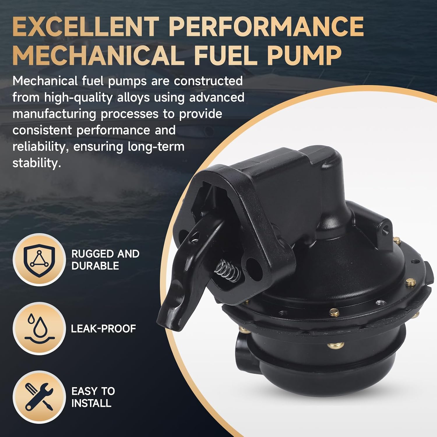5.0 5.7 Mechanical Fuel Pump Fits for Mercruiser & OMC 5.0L 5.7L 198HP 230HP 260HP Marine Fuel Pump Replaces# 861678A, 861678A1, 18-7283, 97401A2, M60600