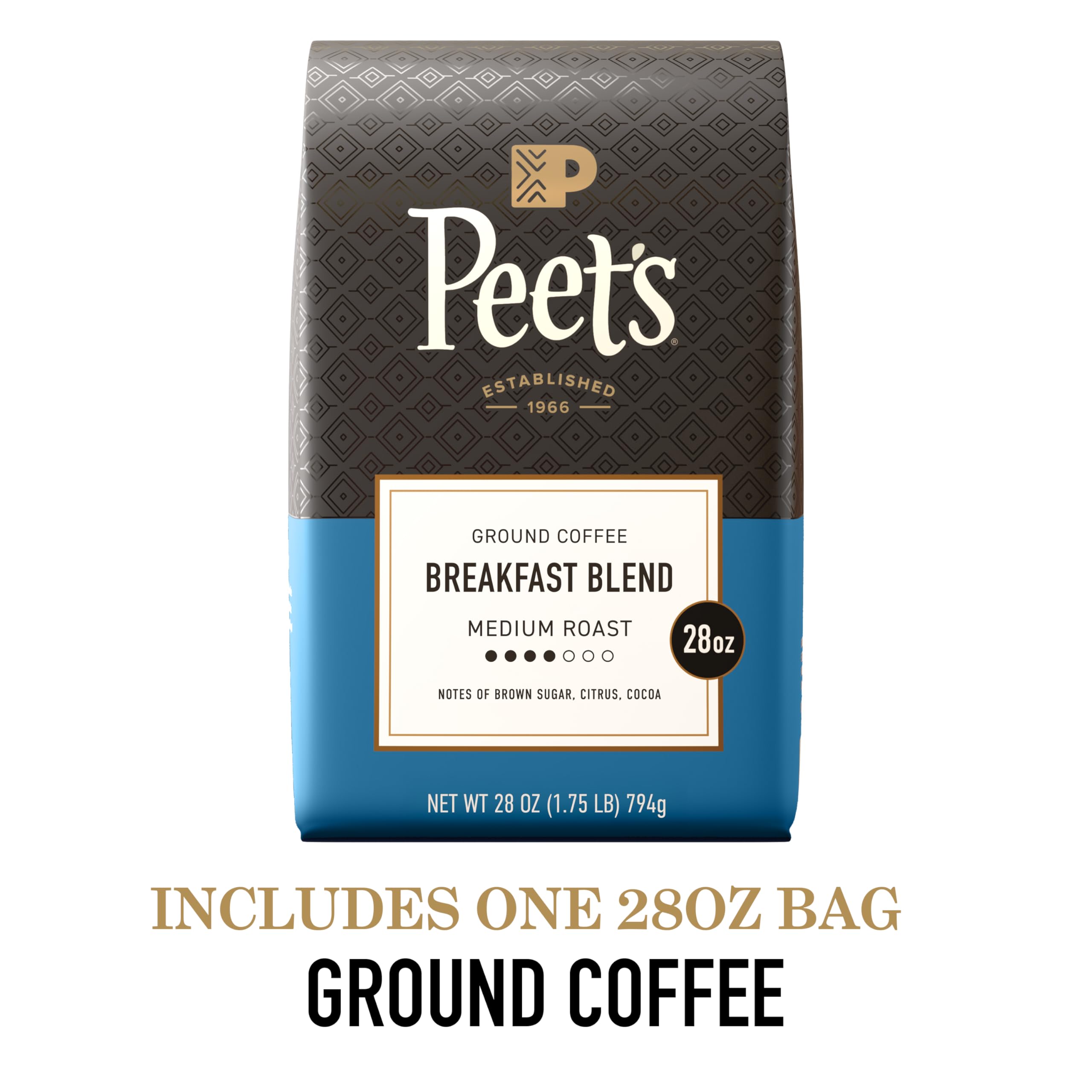 Peet's Coffee, Caffè macinato medio - Miscela per la colazione, sacchetto da 28 once