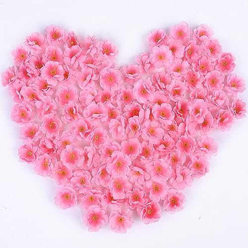 LESHABAYER Cabezales de flor de cerezo 100 piezas artificiales de seda falsa pétalos de flor de cerezo decoración floral para manualidades boda