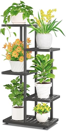 Miniatura 14 de iDavosic.ly Soporte para plantas para interiores y exteriores, estante de metal de 5 niveles para macetas grandes de alta resistencia, estante de