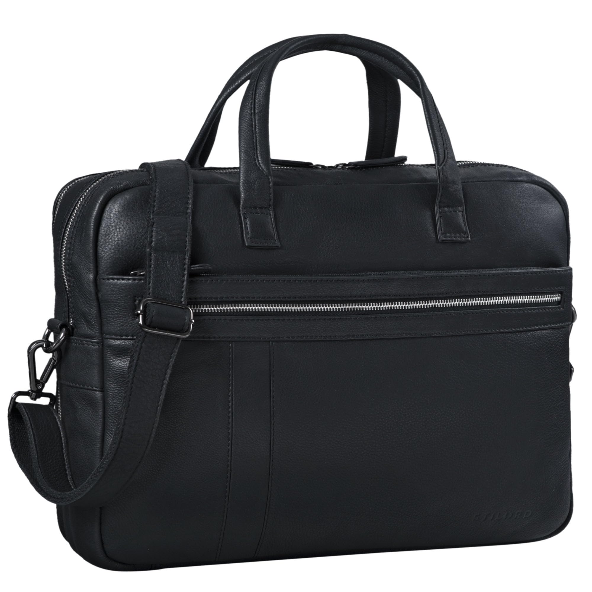 STILORD Conrad Businesstasche Aktentasche Leder mit 15.6 Zoll Laptop-Fach Zweifachteilung Vintage Umhängetasche für Büro Arbeit Leder Tasche Farbe:mittel - braun