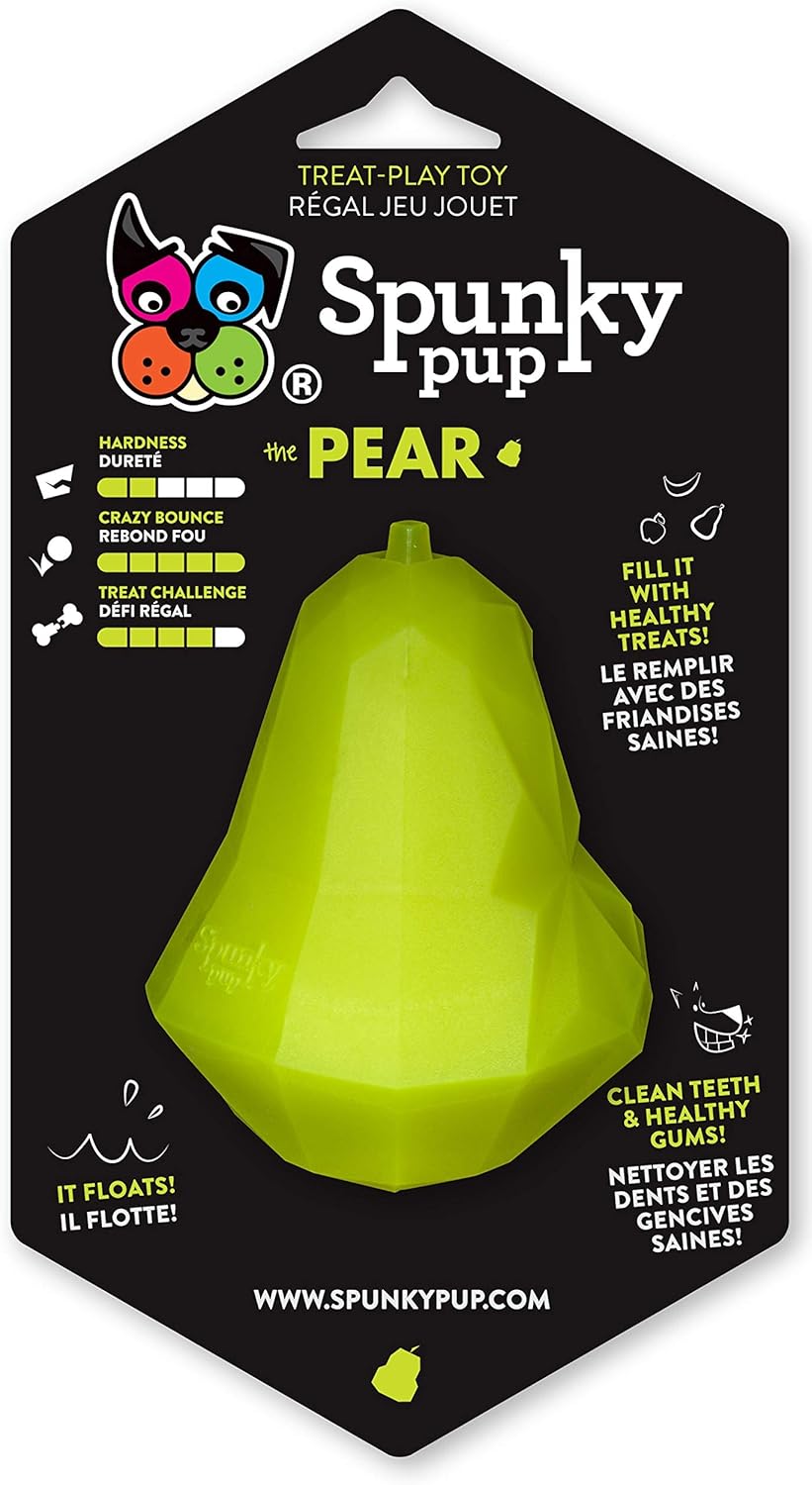 Spunky Pup Holding Treat Play Dog Toy | Interactive Treat Toy for Dogs | Promotes Healthy Teeth & Gums | Pear