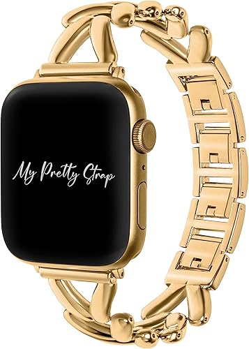 Miniatura 1 de My Pretty Strap Ariel - Correa compatible con Apple Watch de 38401.614 in o 4244451.929 in, acero inoxidable metal dorado para mujer