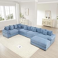 Vista 23 de Sofás seccionales de pana de 92 pulgadas para sala de estar, cómodo juego de sofás seccionales de gran tamaño con asiento profundo, sofás grandes