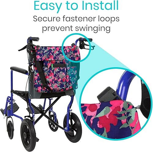 Miniatura 17 de Bolsa para silla de ruedas, Floral púrpura