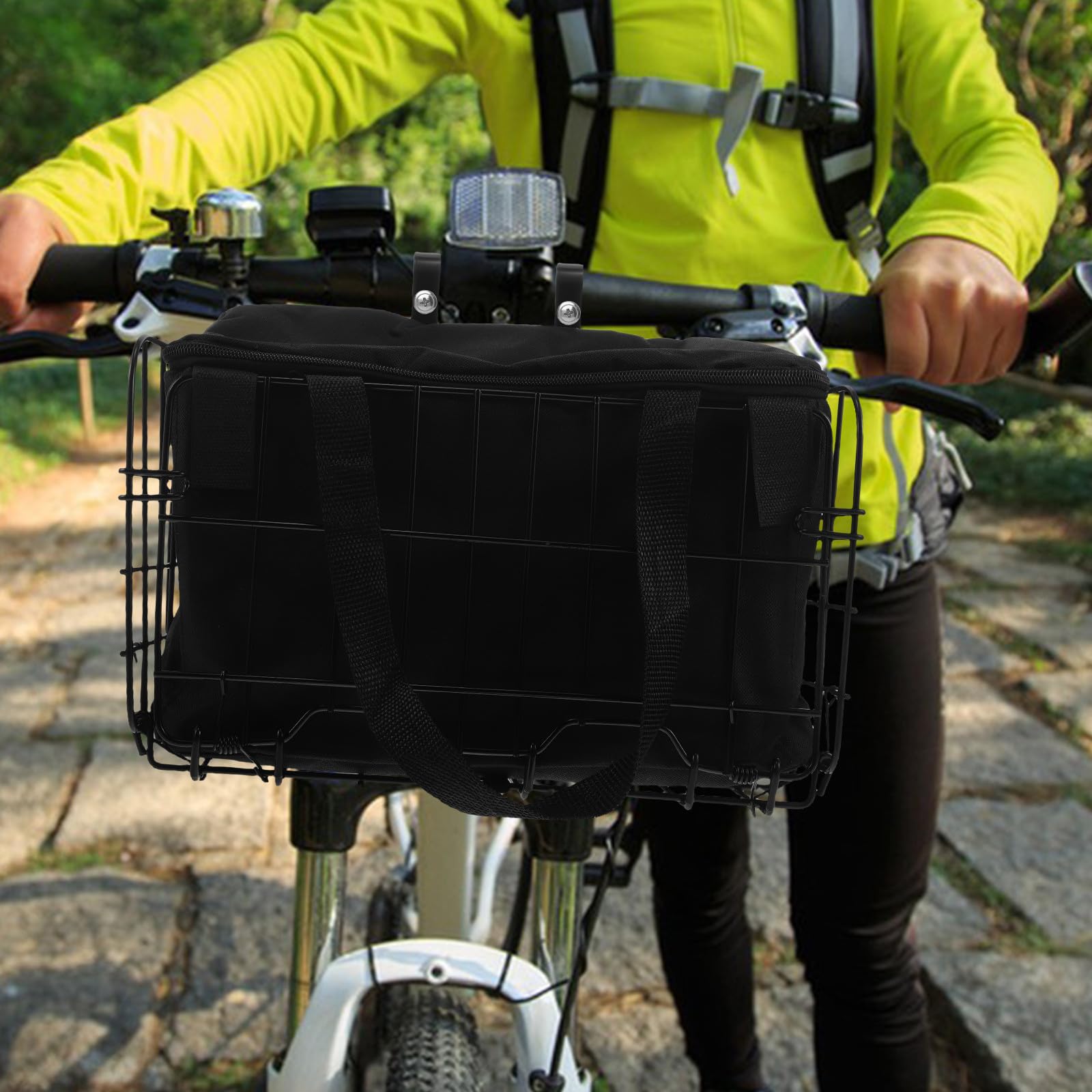 UPKOCH Koszyk rowerowy: Składany koszyk rowerowy - z wyjmowaną torbą wewnętrzną do roweru składanego, montowany z przodu i z tyłu