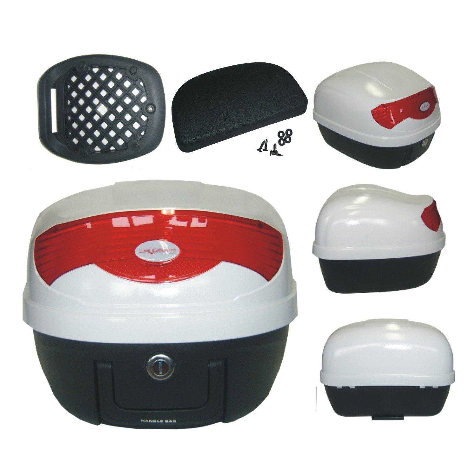 Bauletto Baule Moto Scooter 29 Litri Valigia Piastra Universale Bianco