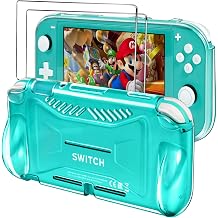 iVoler Protective TPU Case for Nintendo Switch Lite 2019 with 2 Pack Tempered Glass Screen Protector, Grip Cover with Shock-Absorption and Anti-Scratch Design, HD Clear