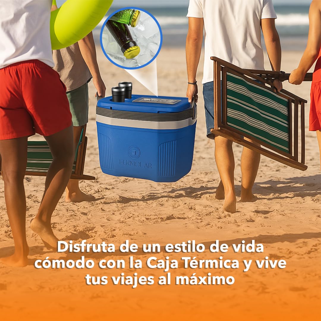 Nevera Portátil Rígida de Plástico Ultrarresistente con Tapa | De Fácil Manejo Y Transporte con Compartimento Superior para Llaves Y Vasos - Ideal para Playa, Picnic Y Camping