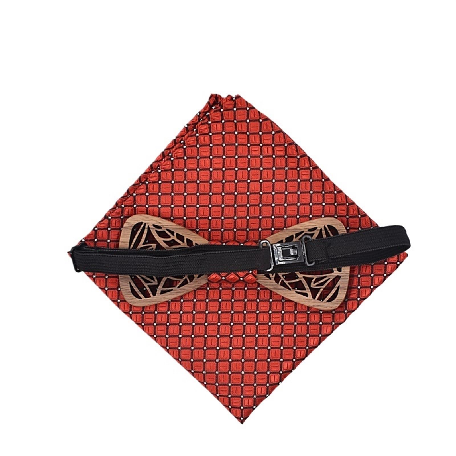 Pajaritas Hombre Conjunto de Pajarita de Madera y Corbata de Pajarita con pañuelo(Color5)