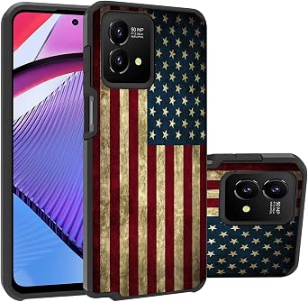 Case Designed for Moto G Stylus 5G 2023, Hybrid Hard PC & Soft Silicone Dual Layer Shockproof Protective Case for Motorola Moto G Stylus 5G 2023, Vintage American Flag