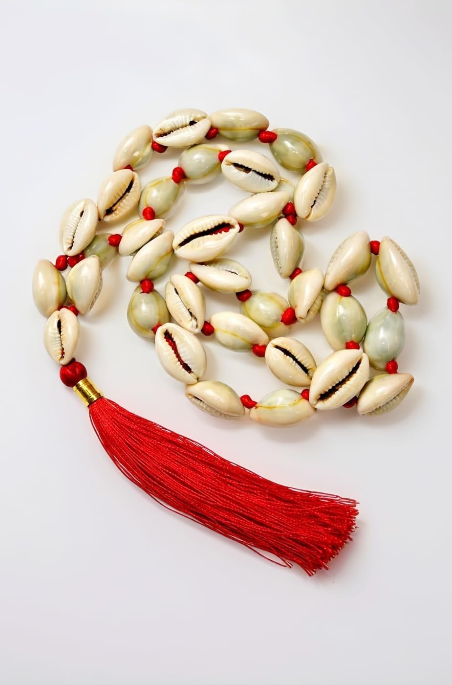 RDKยฎ Kaudi Mala Necklace Jaapmala for Meditation Mantra & Pooja Astrology Organic Kauri Jewellery for Men & Women - 27+1 Kaudi