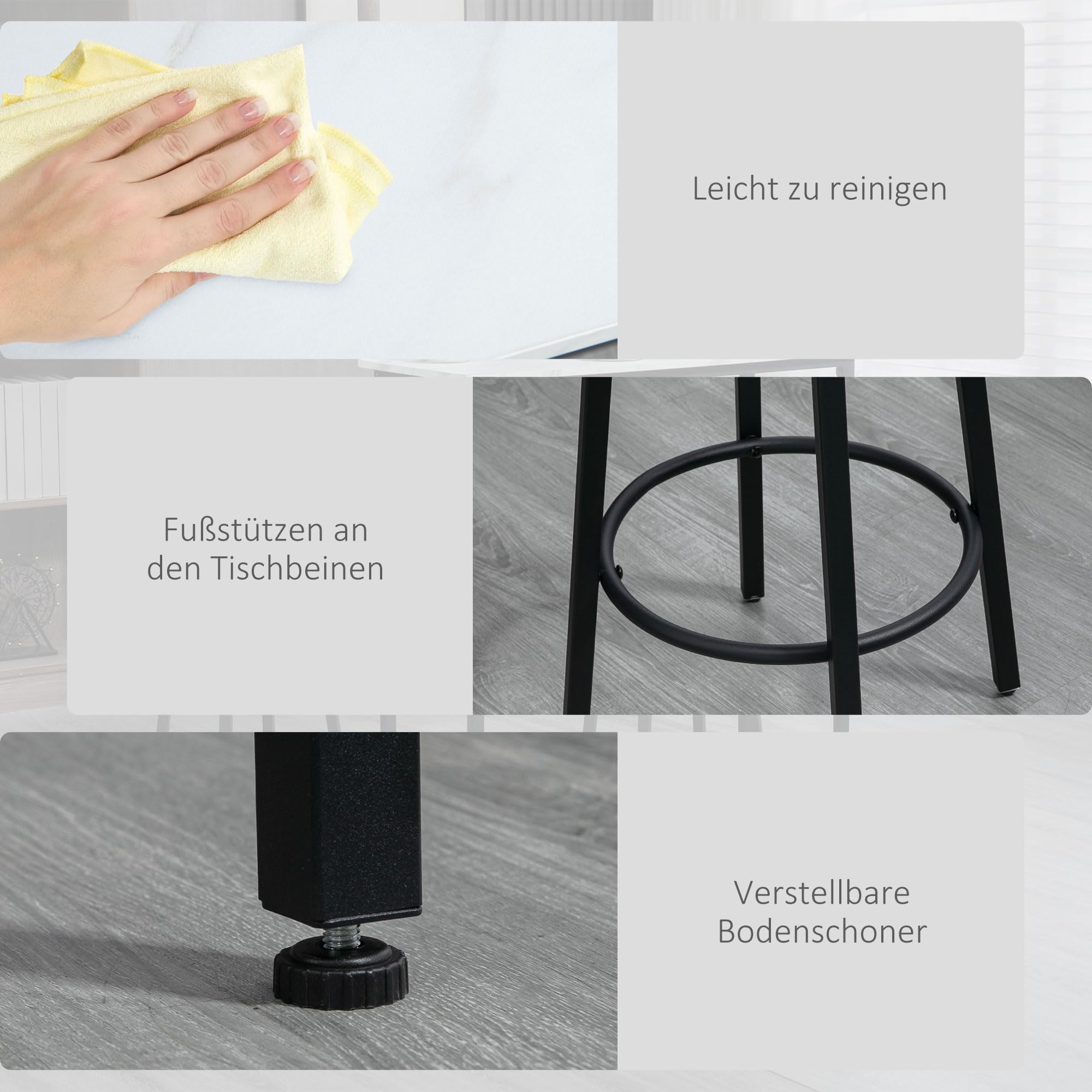 HOMCOM table de bar avec tabourets, set de 3, meubles de salle à manger, table haute