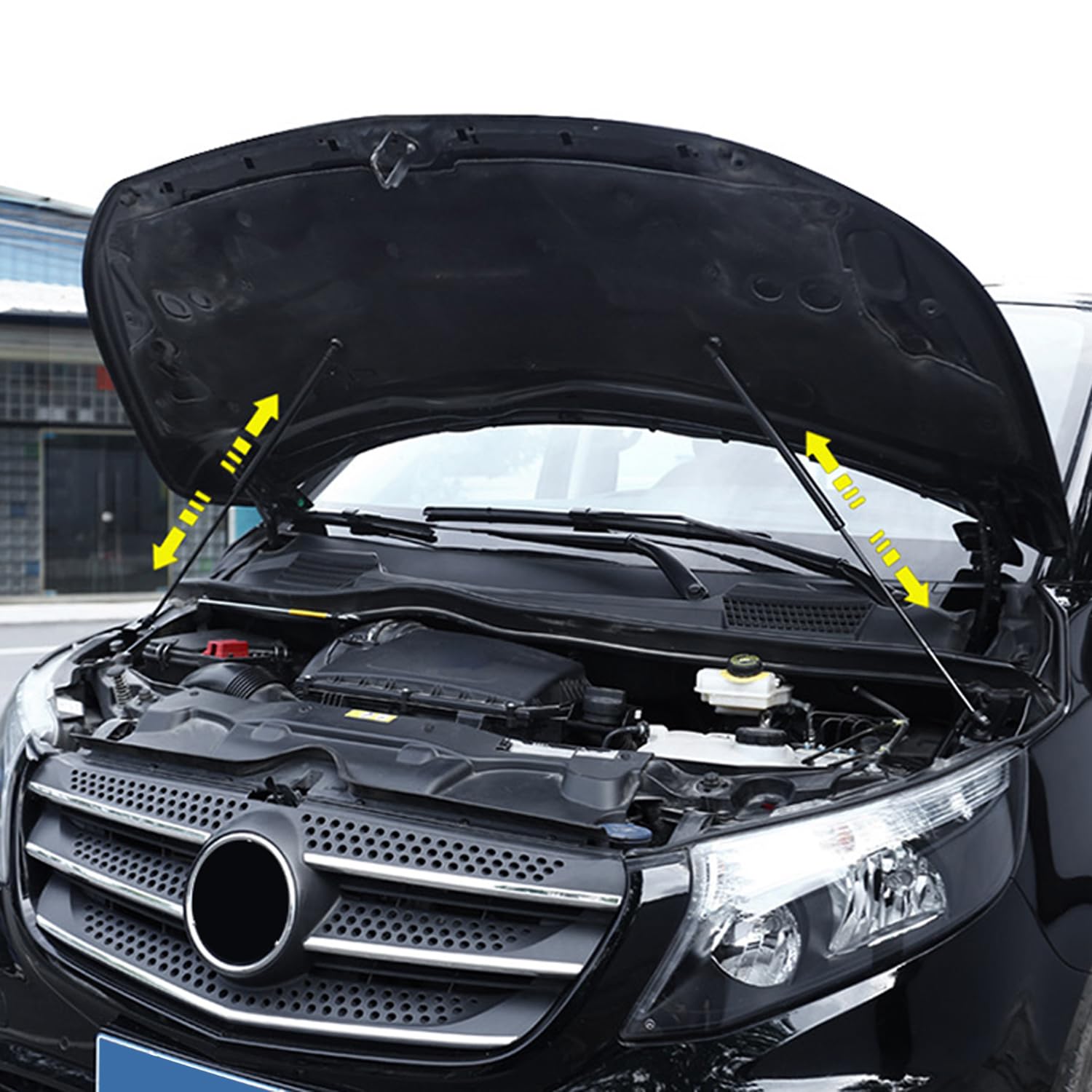 für Vito W447 2015-2023 Edelstahl Motorhauben Gasfeder Schwarz 2 Stück