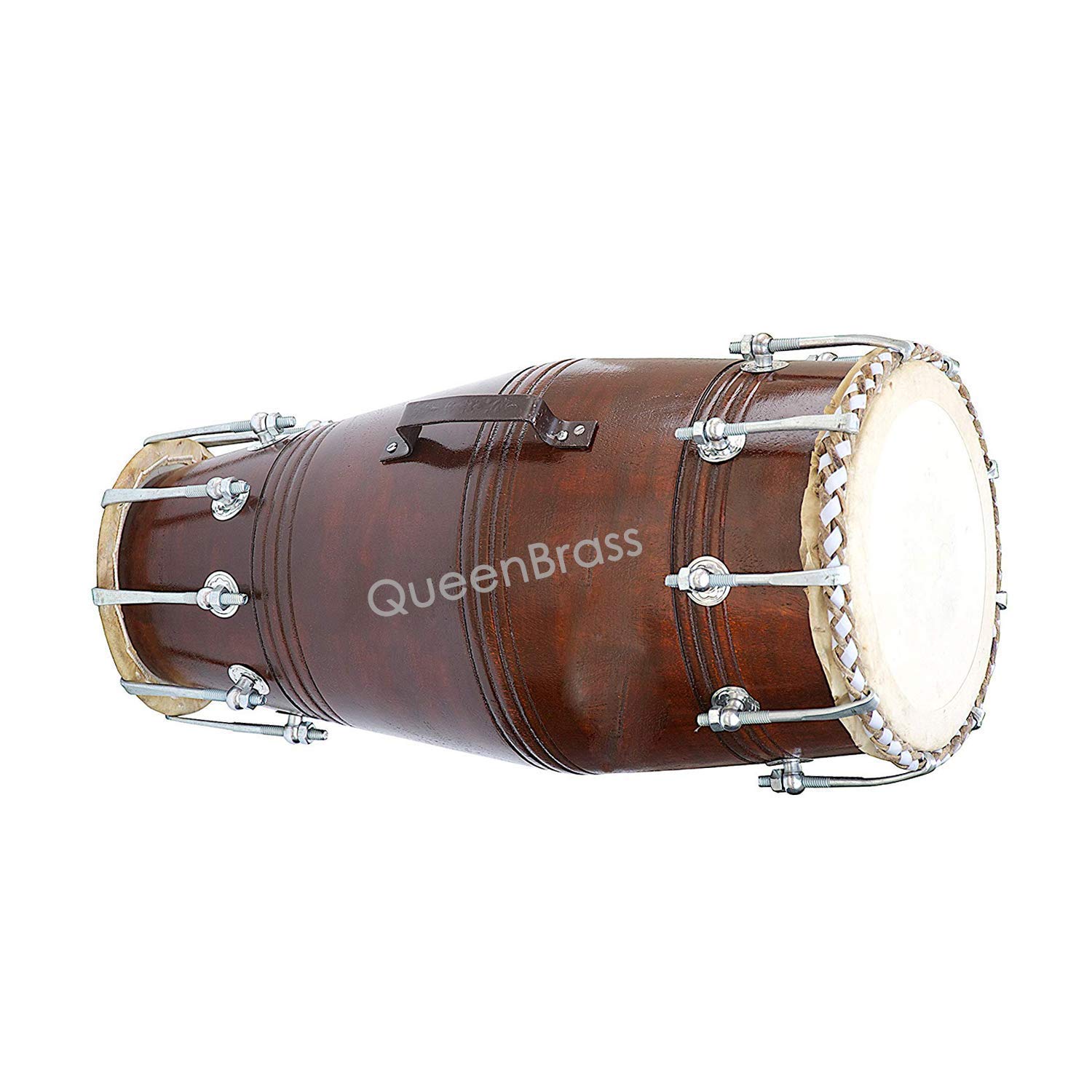 Sai Musical Dholak Drum, Shesham Holz, Bolztuned, gepolsterte Tasche, Maulschlüssel, Dholki Musikinstrument (PDI-AJD) (Dunkelbraun)
