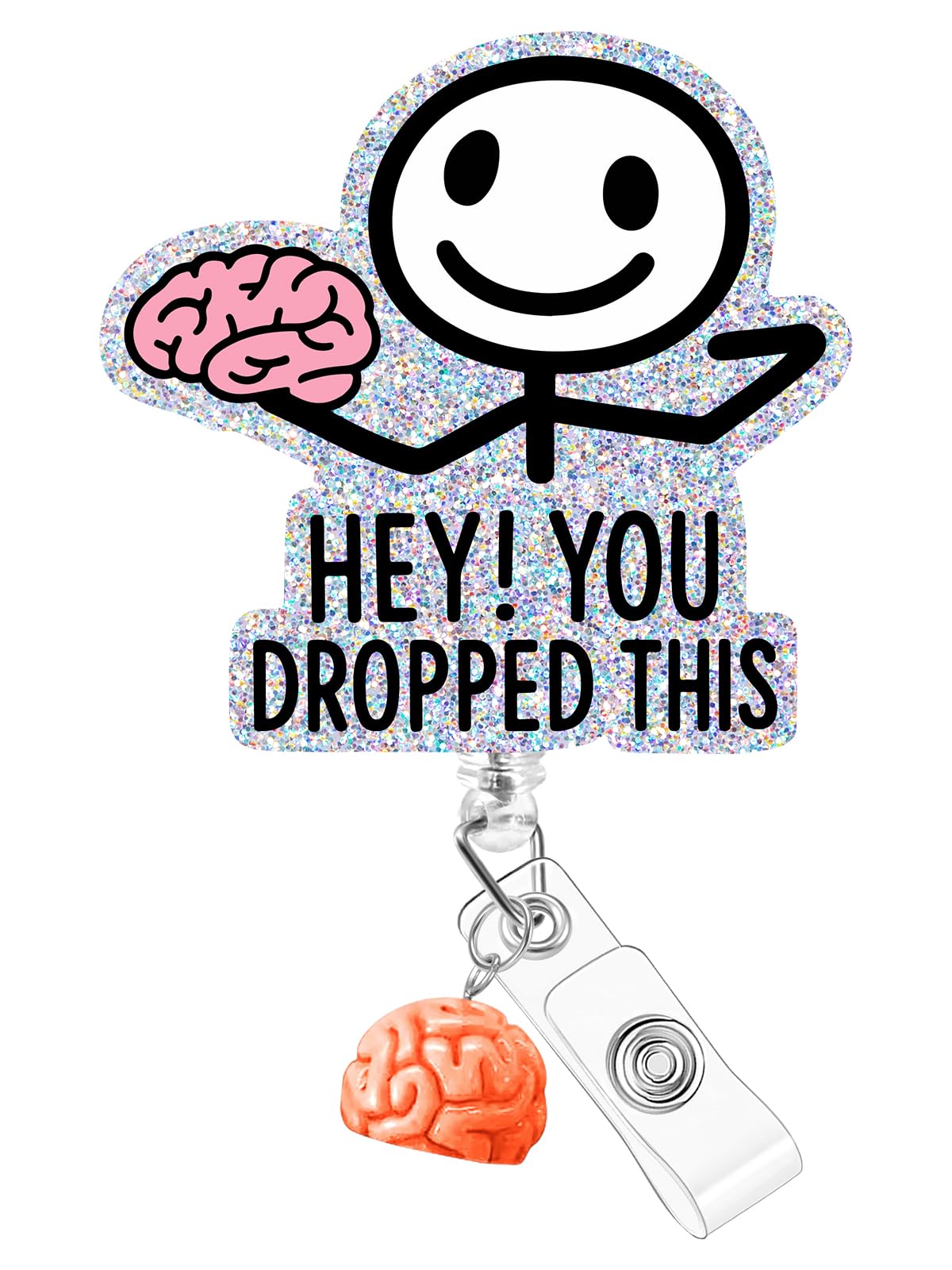 Plifal Brain Neurology Badge Reel Holder Clip - Funny Hey You Dropped This Retractable ID Name Card Badge Reel with Charm Alligator Clip, Nurse Nursing Office Medical Worker Student Accessories Gifts — image 1