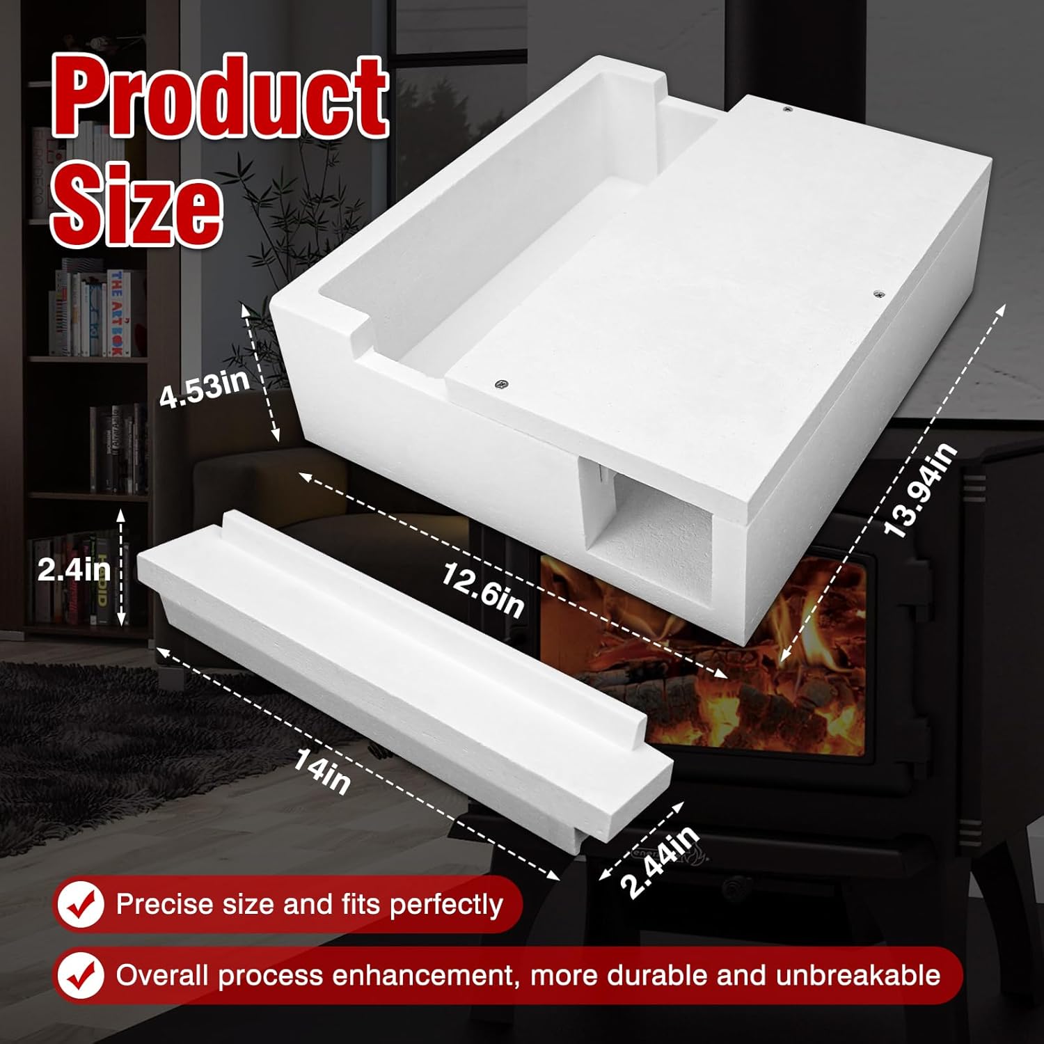 1602510A Wood Stove Refractory Assembly with Access Panel (1602511), Compatible with Vermont Castings Firewood Stoves Defiant Encore 2190, Defiant 1910, Defiant 1945, etc.