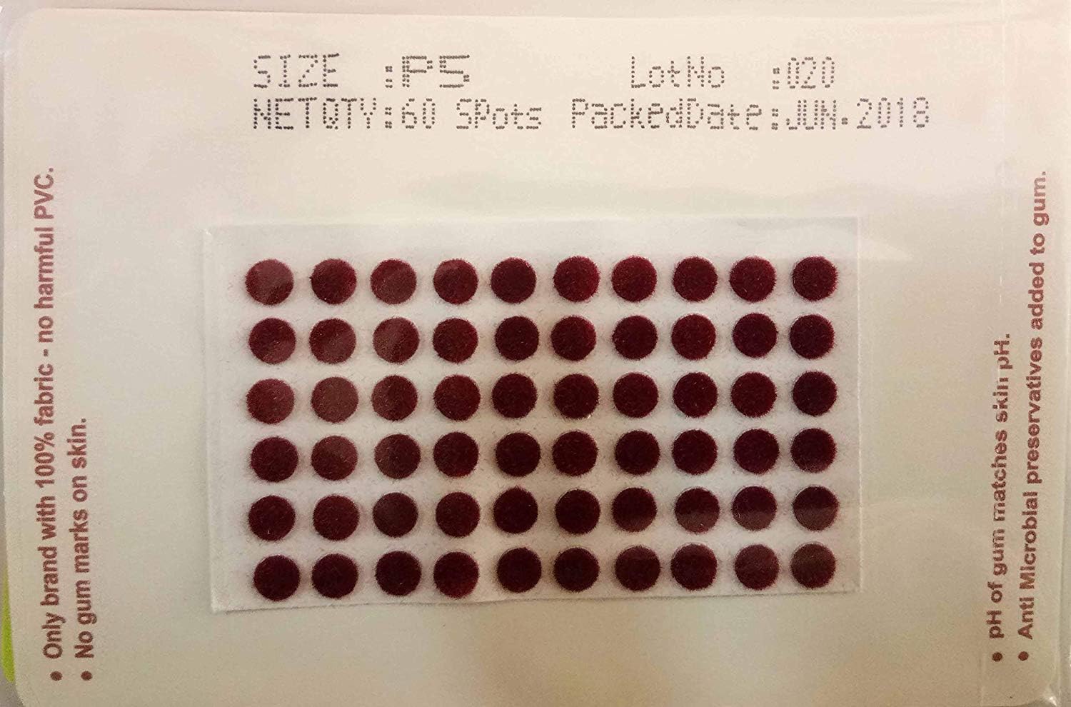 EYETEXPALLAVI BINDI P5 MAROON PACK OF 15