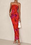 PRETTYGARDEN Womens Summer Printed Tube Maxi Dress Strapless Bodycon Sleeveless Night Out Long Dresses