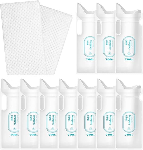 Adhafera Disposable Urine Bags with Two Absorbent Cotton Sheets,700ml Urinal Bags for Camping Travel Emergency and Traffic Jam, Pee Bags Gel for Man Women Children Patient and Pregnant10pcs