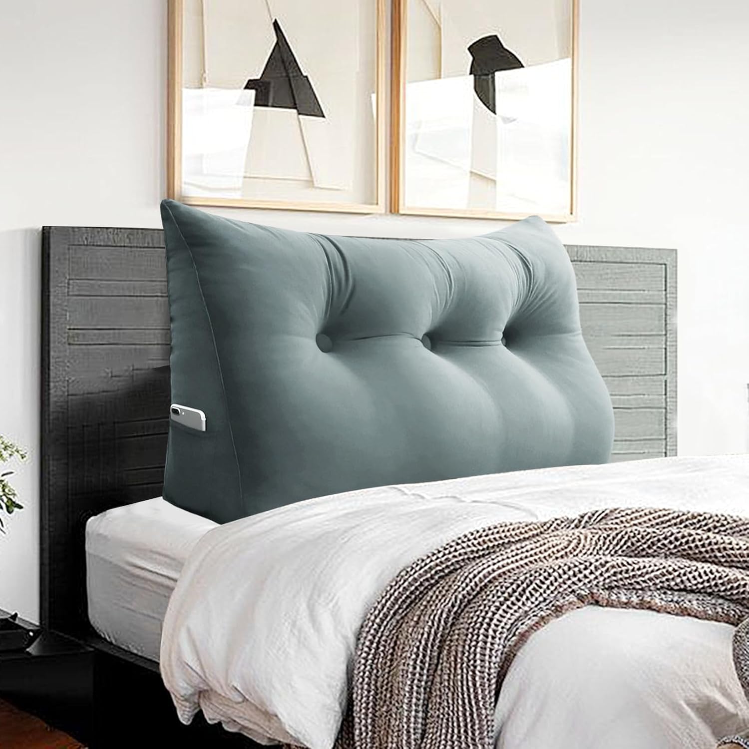 BNCKTRD Triangle Headboard Pillow 3 in 1 Large Bed Pillow as Wedge Reading Pillow